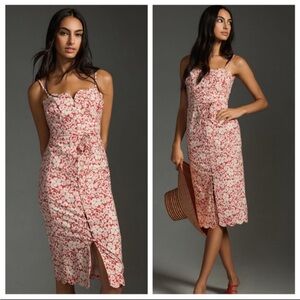 Anthropologie Red/Orange Floral Women's Dress